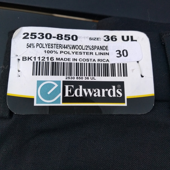 NWT Edwards Redwood & Ross Men's Black Dress Pants, Size 36, 44% Wool - Picture 3 of 8